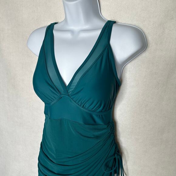 Blooming Jelly Teal Mesh Sarong One-Piece Swimsuit – Size Small - Picture 7 of 12